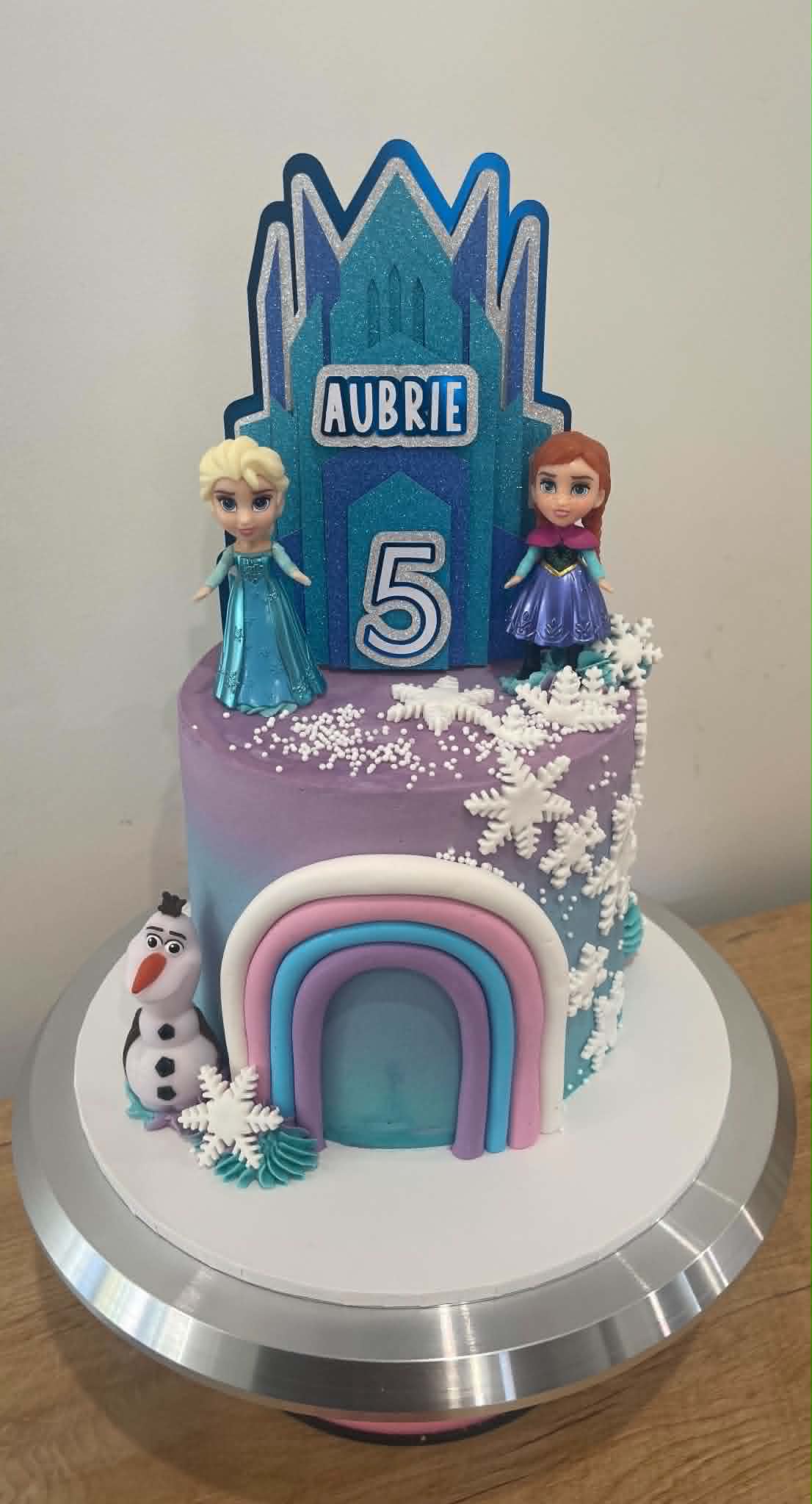 Frozen Elsa and Anna 5th birthday cake for Aubrie