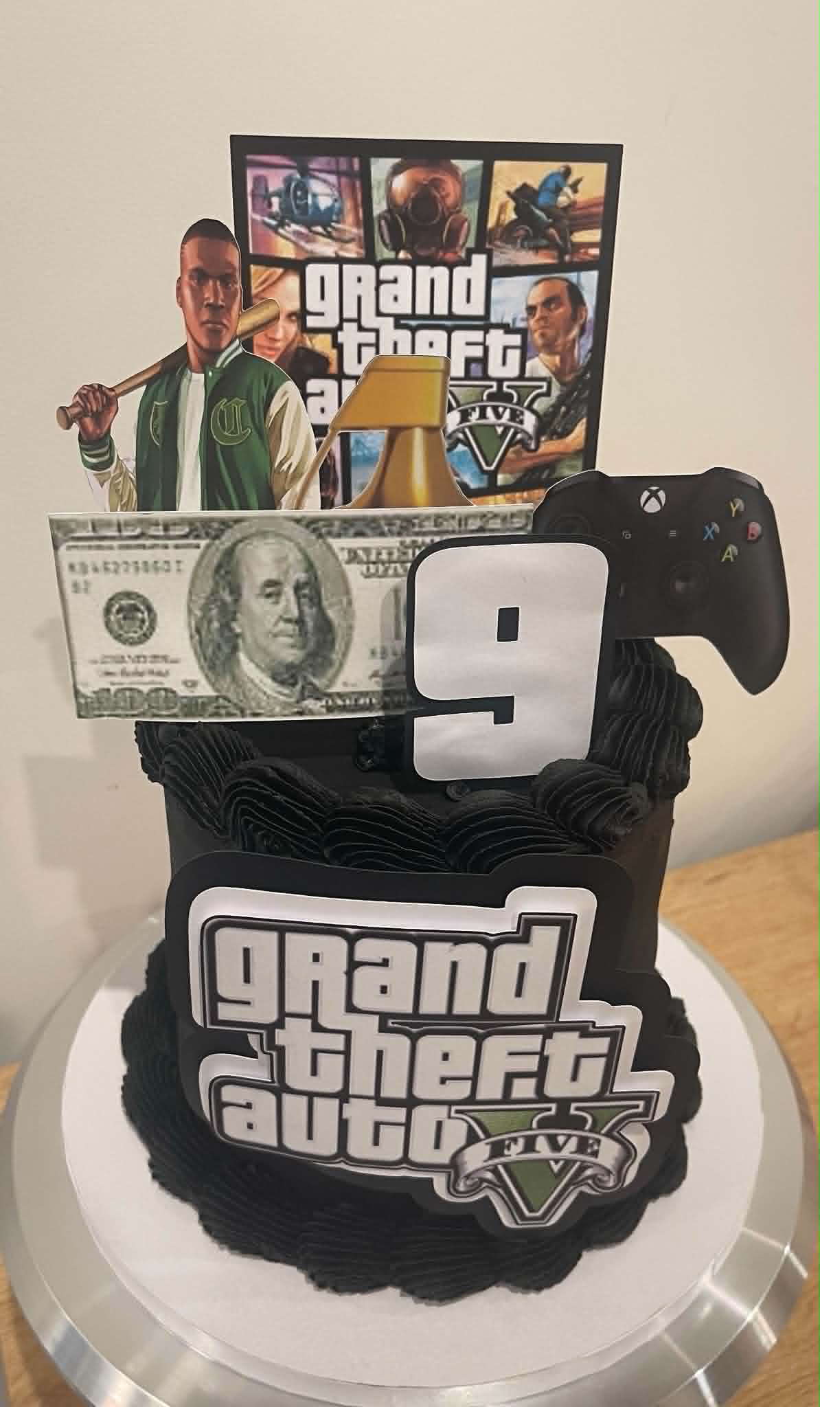 Grand Theft Auto V themed 9th birthday cake
